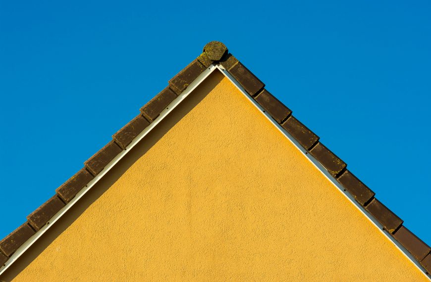 gable roof with moss