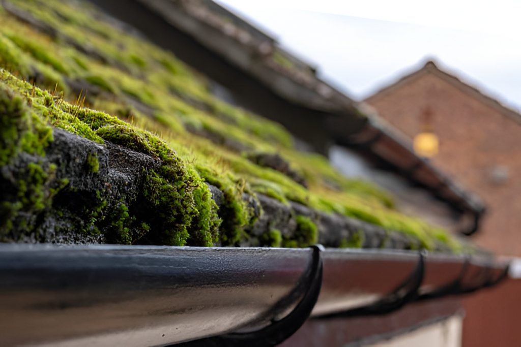 moss buildup on a roof